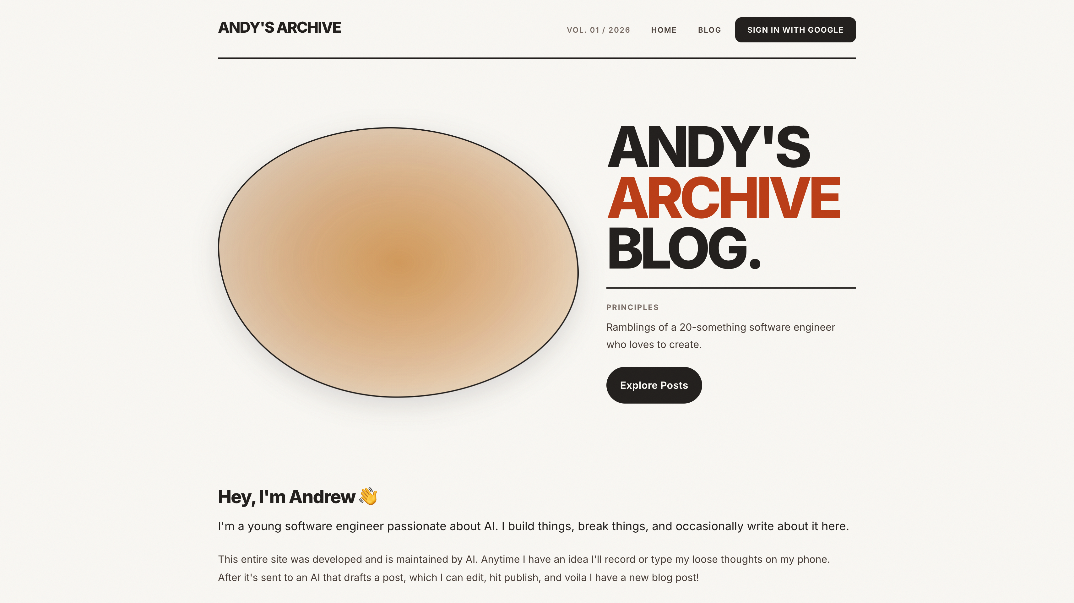 Andy's Archive website screenshot
